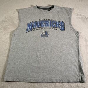 VTG Dallas Mavericks Shirt Mens Large Gray NBA Basketball Pro Elite Sleeveless